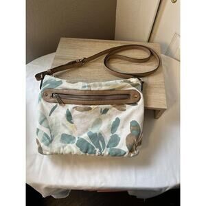 Floral Crossbody Bag with Leather Accents